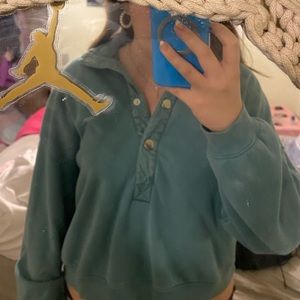 Universal Thread NWT Women's Teal Quarter Button Snap Pullover Sweatshirt